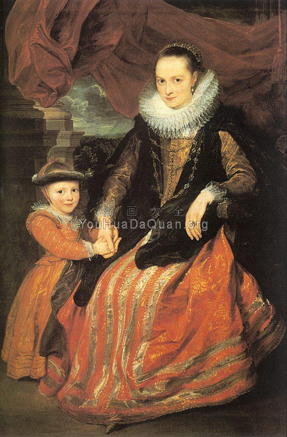 Portrait of Susanna Fourment and Her Daughter - 安东尼·凡·戴克